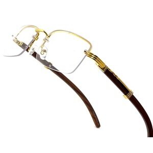 Men's Rimless Gold Frame Elegant Hip Hop Square Clear Lens Retro Fashion Glasses